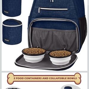 Blue Dog Travel Backpack with Bowls